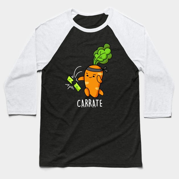 Carrate Cute Funny Karate Carrot Pun Baseball T-Shirt by punnybone